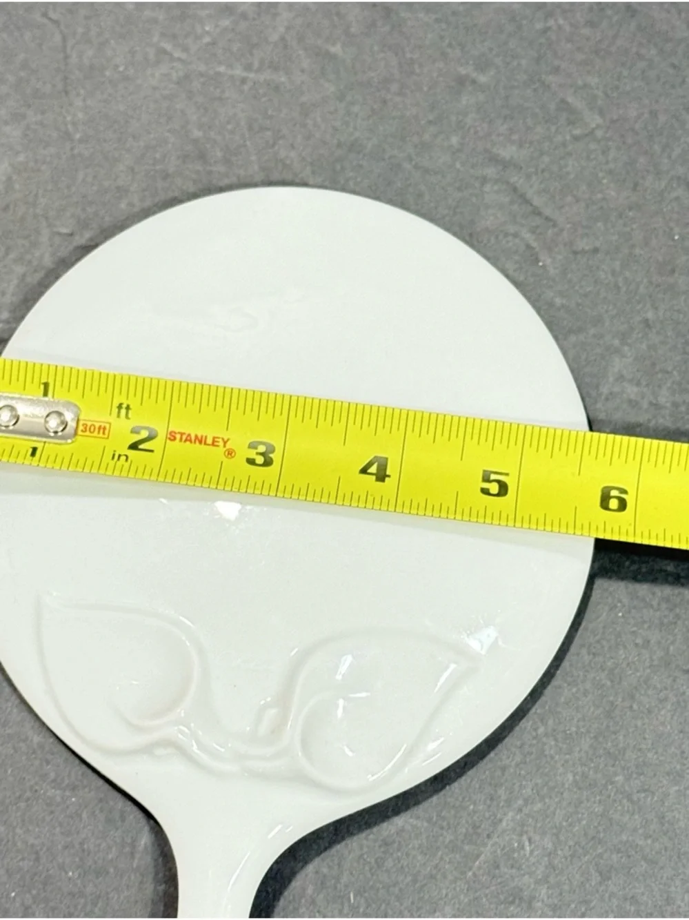 Vtg Hutschenreuther Germany Chloe White Porcelain Hand Mirror w/ Leaf Design